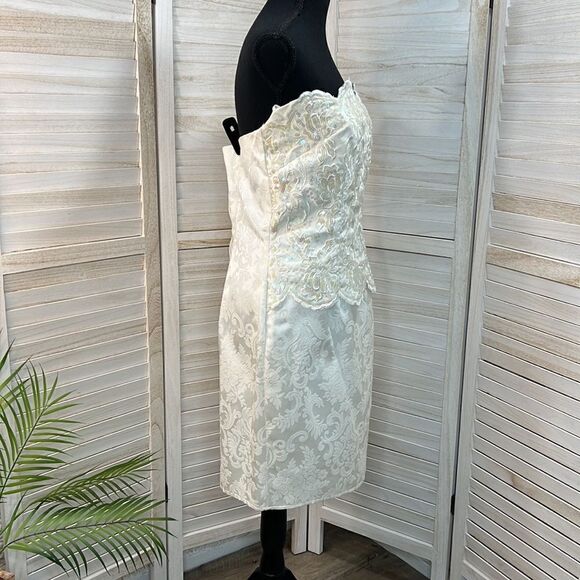 Jessica McClintock Gunne Sax Vintage 80s Strapless Prom Dress 13/14 - Picture 5 of 12